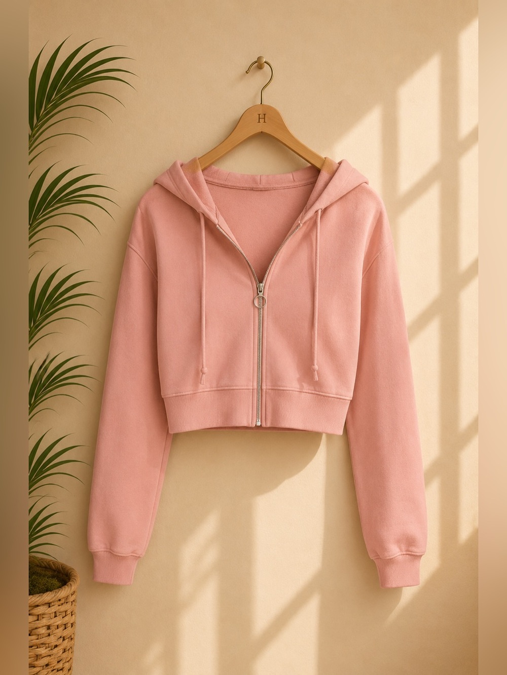 Pink Cropped Hoodie